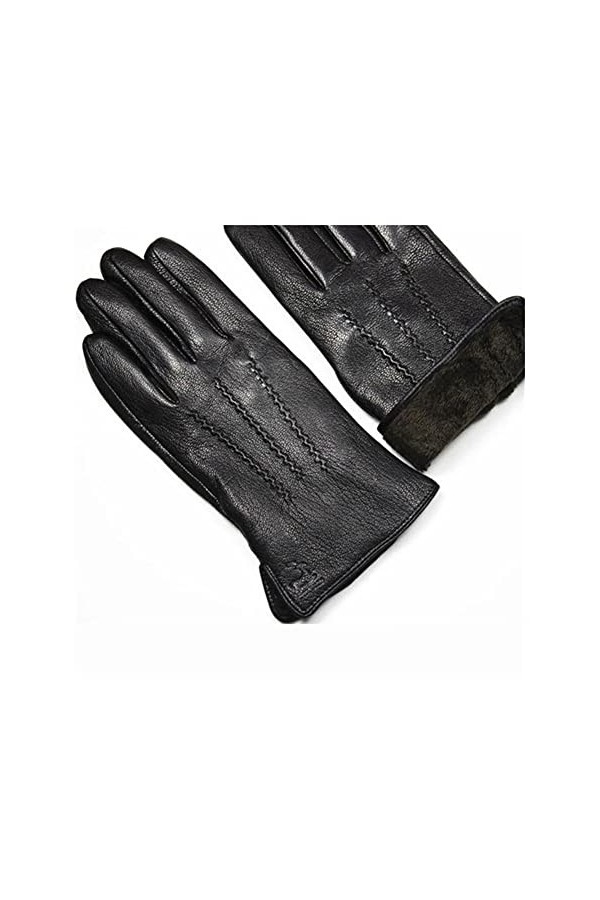 TGRTY Gants dhiver pour femme, en peau de chèvre et en peau de cerf, doublure en polaire fine, chaude et épaisse, gants de m