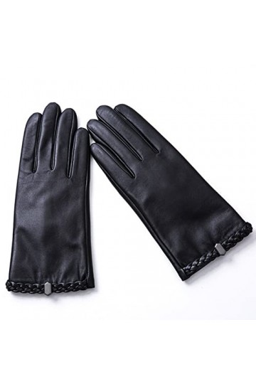 HUDJX Gants à écran Tactile pour Femmes, Gants en Cuir PU pour Femmes, Mitaines Noires, Gants dhiver à Doublure Chaude et Do