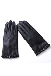 HUDJX Gants à écran Tactile pour Femmes, Gants en Cuir PU pour Femmes, Mitaines Noires, Gants dhiver à Doublure Chaude et Do