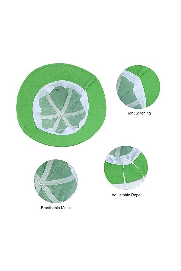 3 Pcs Chapeau de Seau de Grenouille Mignon en Coton Vert, Noir, Jaune, Adulte 