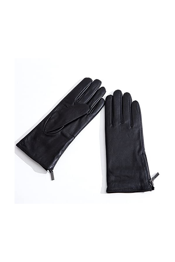 HUDJX Gants à écran Tactile pour Femmes, Gants en Cuir pour Femmes Noirs, Gants de Conduite pour textos dhiver Chauds, Mitai