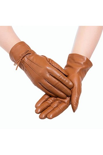 HUDJX Gants en Cuir PU pour Dames, Gants à écran Tactile pour Femmes, Gants de Conduite Chauds pour lhiver, Mitaines Coupe-V