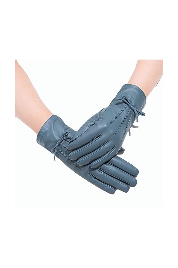HUDJX Gants en Cuir PU pour Dames, Gants à écran Tactile pour Femmes, Gants de Conduite Chauds pour lhiver, Mitaines Coupe-V