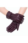 HUDJX Gants en Cuir PU pour Dames, Gants à écran Tactile pour Femmes, Gants de Conduite Chauds pour lhiver, Mitaines Coupe-V