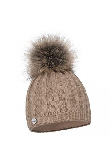 ELIMELI Bonnet en cachemire pour femme,Bonnet dhiver chaud en laine avec cachemire,Bonnet dhiver avec fausse fourrure,Pompo