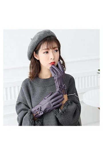 Gants dhiver en cuir pour femme avec écran tactile pour garder au chaud et rembourrage en velours - Convient pour la randonn