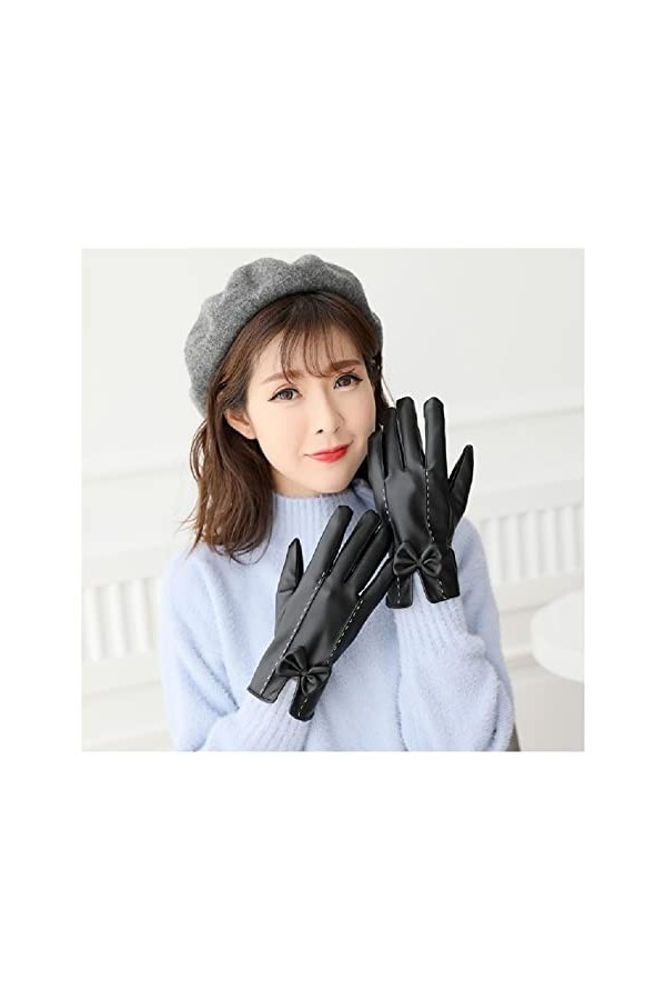 Gants dhiver en cuir pour femme avec écran tactile pour garder au chaud et rembourrage en velours - Convient pour la randonn