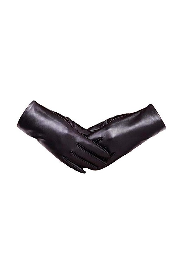 Gants Femmes Moufles Hiver Épaississement Chaud Young Styles Mitaines En Cuir Mitaines Moufles Color : Noir, Size : One Size