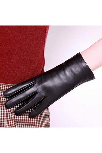 Gants Femmes Moufles Hiver Épaississement Chaud Young Styles Mitaines En Cuir Mitaines Moufles Color : Noir, Size : One Size