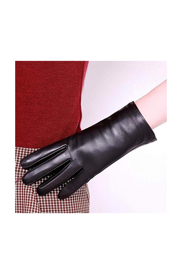 Gants Femmes Moufles Hiver Épaississement Chaud Young Styles Mitaines En Cuir Mitaines Moufles Color : Noir, Size : One Size