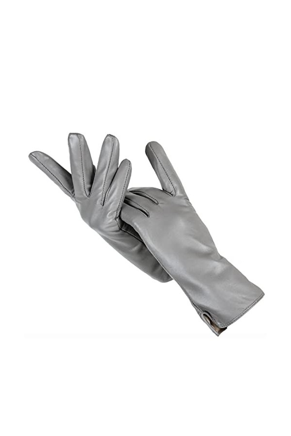 Gants en cuir pour femme Moufles chaudes Hiver, champagne, 6.5