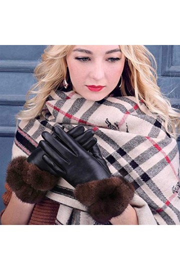 AiKoch Femmes Gants en Cuir Véritable Moufles Chauds Gants dhiver for Femmes Cold Protection Color : Army Green, Gloves Siz