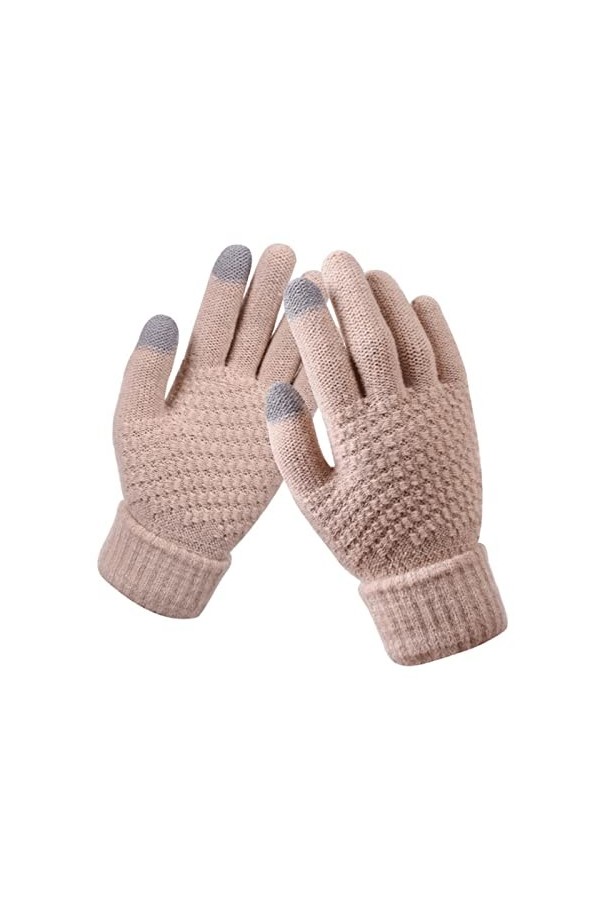 INGVY Gants dhiver pour femmes, gants dhiver pour écran tactile, femmes et hommes, moufles en tricot extensible chaud gants