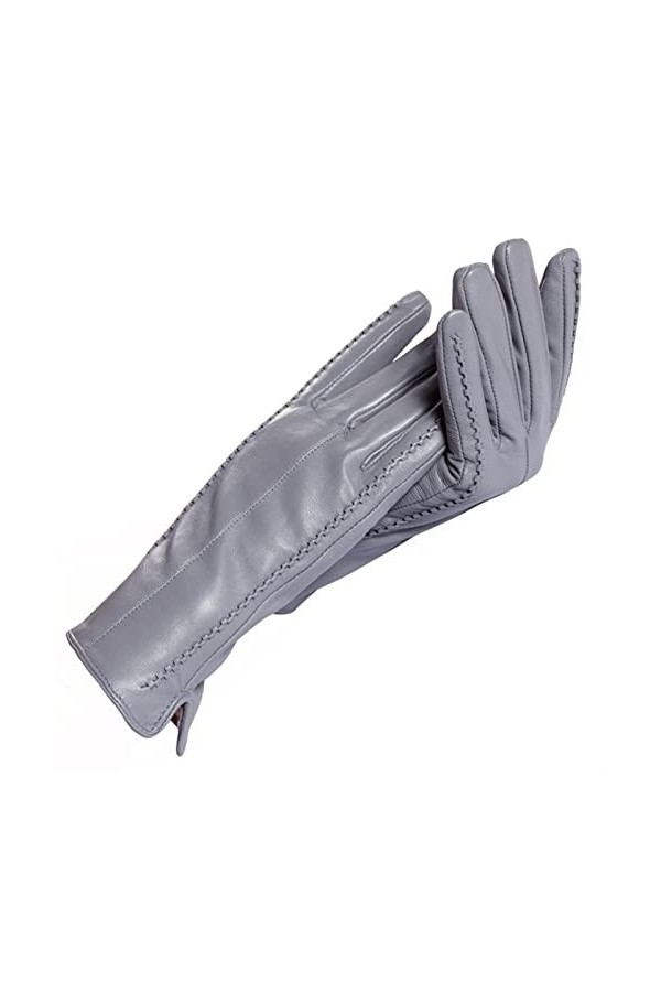 YMBHUO des Gants Gants for Femmes en Cuir Blanc, gargeon en Coton Chaud, Gants en Cuir de Mode, Gants en Cuir Chaud Hiver Mod