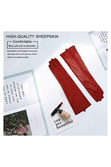 JBIVWW Femme Gants Hiver Chaud en Cachemire Doublure Gants for Dames Gants Longs coude Bras Manches en Cuir Color : Black, G