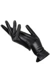 Dninmim Gants en cuir blanc pour femme avec doublure chaude et confortable, Noir , ^