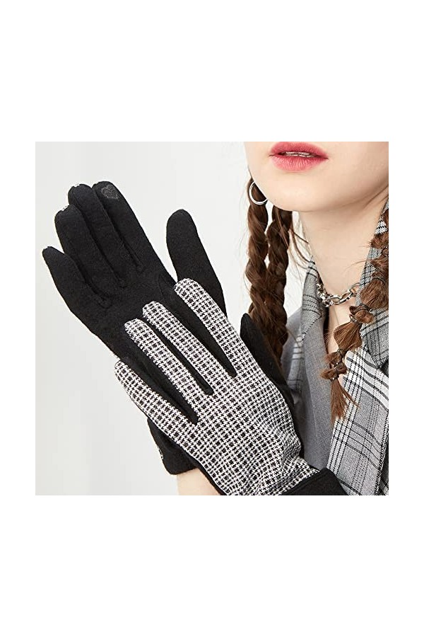 zhaohupinpai Gants en Velours pour Femmes Chauds et à la Mode dhiver, Gants résistants au Froid à épissage Simple pour Femme