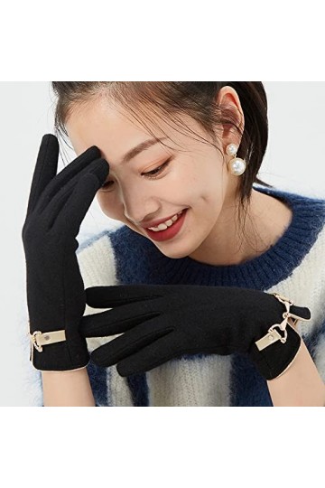 zhaohupinpai Automne et Hiver Plus Velours Dames Gants Chauds, écran Tactile à la Mode Gants Coupe-Vent à Doigt Complet