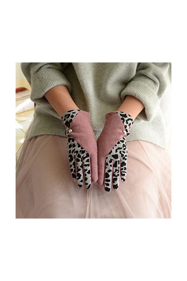 LZQPEARL Hiver Chaud Femmes Gants de Cachemire Gants en Laine Broderie Tactile Gants de Conduite Gants de Conduite Color : A