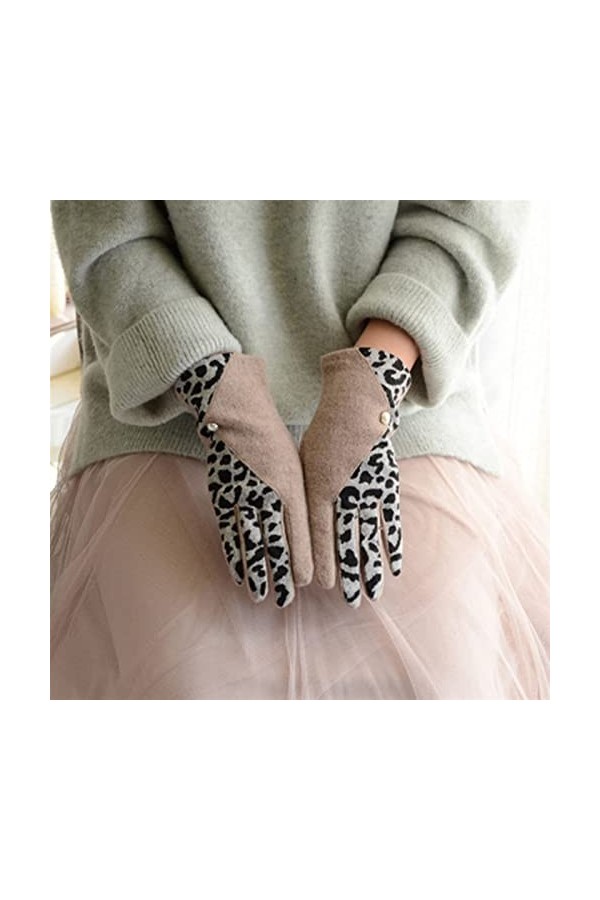 LZQPEARL Hiver Chaud Femmes Gants de Cachemire Gants en Laine Broderie Tactile Gants de Conduite Gants de Conduite Color : A