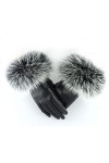 Klobvtt Gants en cuir pour femmes Gants dhiver pour femmes Mitaines en peau de mouton en laine de fourrure de renard pour fe