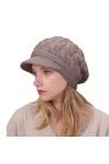 CheChury Casquettes Femme Béret Hiver Chapeau dhiver Bonnet Tricoté Chaud en Laine Chapeau de Cran de Ski de Neige avec Visi