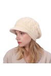 CheChury Casquettes Femme Béret Hiver Chapeau dhiver Bonnet Tricoté Chaud en Laine Chapeau de Cran de Ski de Neige avec Visi