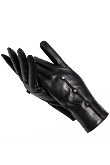 Pulcykp Gants en cuir pour femme - Pour garder au chaud - Gants dhiver noirs, Noir , 36