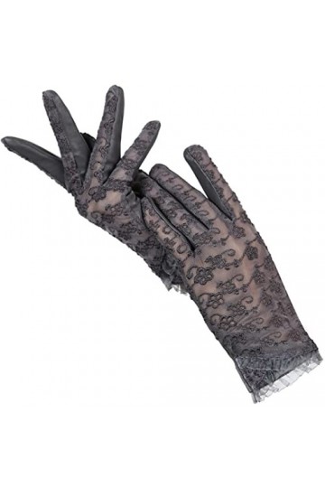 Gants en dentelle en peau de mouton pour femme - Gants en cuir brodés classiques, Rouge, 8.5