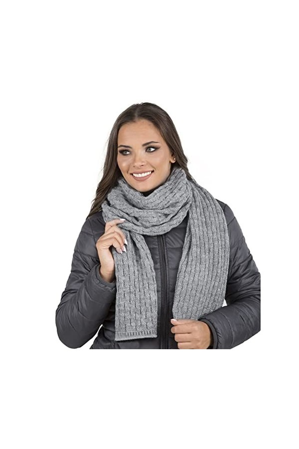 VIVISENCE Femme Écharpe Classique Et Élégant 7015S, Fabriqué En UE, Noir,UNI