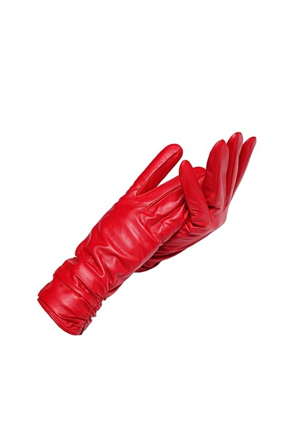 Gants dhiver simples en cuir pour femme 25 cm, blanc, 8.5