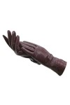 Gants dhiver en peau de chèvre pour femme - Gants de sport en peau de mouton - Rouge vin 7
