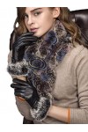 YISEVEN Femme Gants en Cuir Peau de Mouton Véritable à Écran Tactile Hiver Chaud avec Fourrure Lapin Doublée en Laine Chauffa