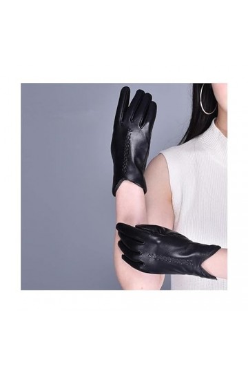 TJOIUY Gants dhiver Gants dhiver en Cuir véritable Femmes Noir Gants à écran Tactile en Peau de Mouton véritable doublés Ch