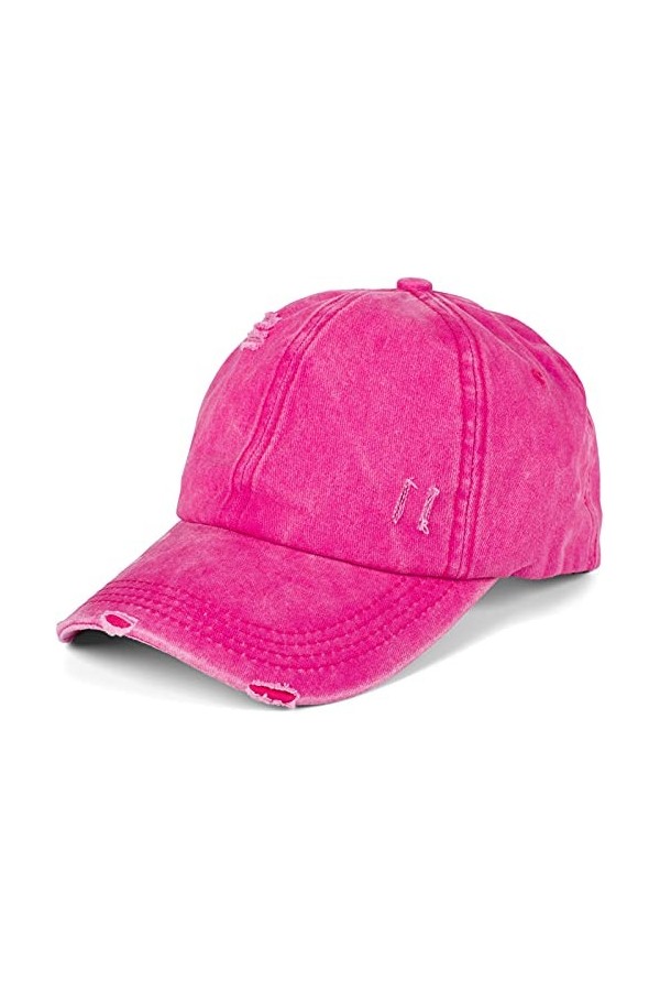 styleBREAKER Casquette de Baseball pour Femmes en Look usagé délavé, Queue de Cheval, 6 Panneaux, réglable par Velcro 0402308