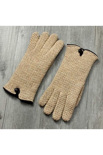 qidongshimaohuacegongqiyouxiangongsi Gants dhiver Gants tricotés pour femme avec écran tactile double peau et gants chauds e