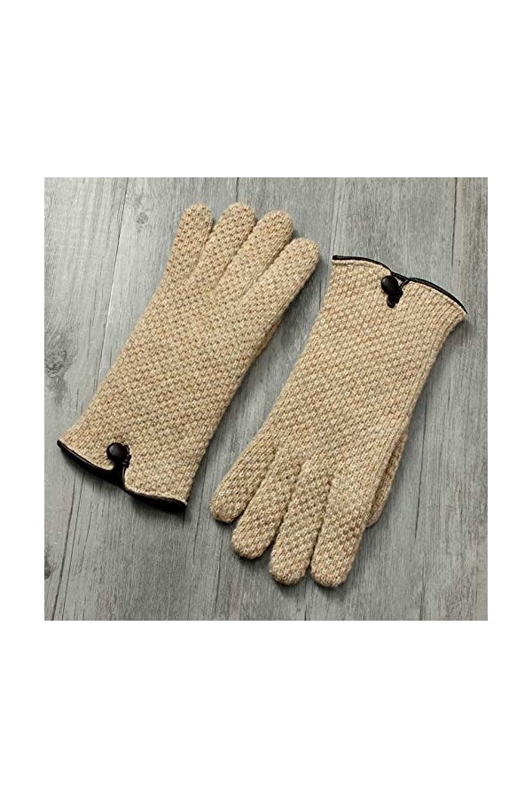 qidongshimaohuacegongqiyouxiangongsi Gants dhiver Gants tricotés pour femme avec écran tactile double peau et gants chauds e