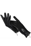 Dninmim Gants dhiver courts en cuir avec fermeture éclair pour femme, gants en cuir noir mat, Noir , 7