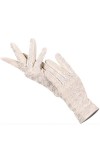Dninmim Gants en dentelle pour femme - Gants en cuir multicolores confortables, beige, 7