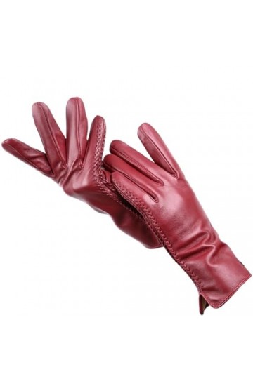 Dninmim Gants en cuir simples colorés pour femme, gants dhiver décontractés et chauds, Jujube rouge., 6.5