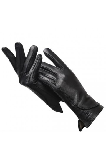 Dninmim Gants dhiver simples et chauds pour femme - Texture noire - En cuir synthétique, standard, 9