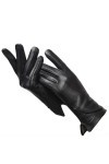 Dninmim Gants dhiver simples et chauds pour femme - Texture noire - En cuir synthétique, standard, 9