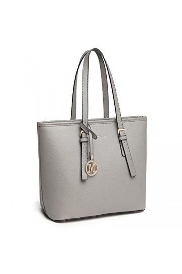 Miss Lulu Sac Cabas Femme Sacs à Main Épaule en Similicuir Sacs Bandoulière Gris 