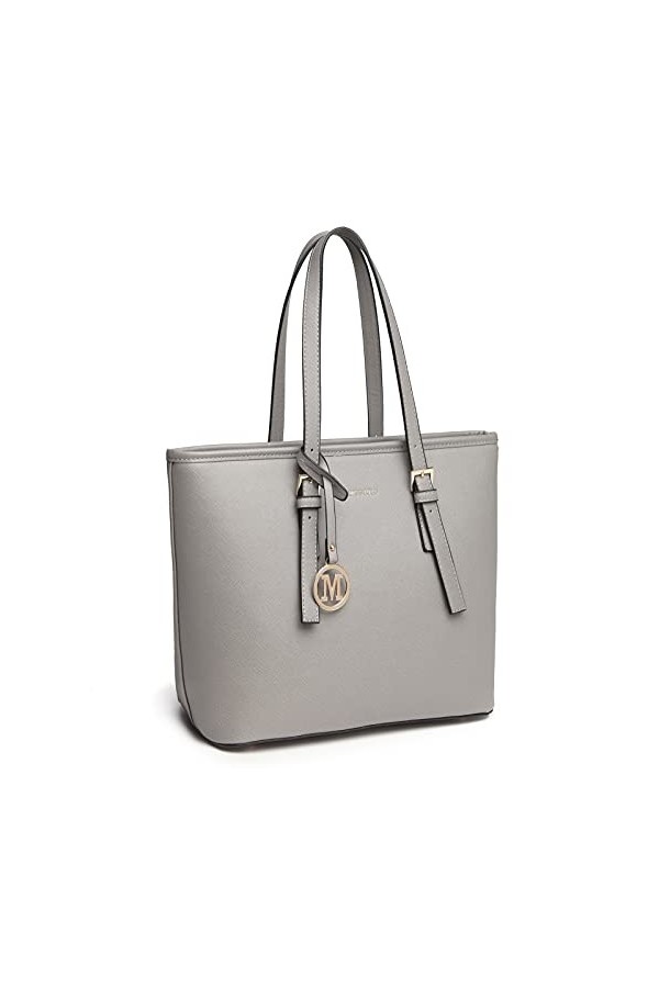 Miss Lulu Sac Cabas Femme Sacs à Main Épaule en Similicuir Sacs Bandoulière Gris 