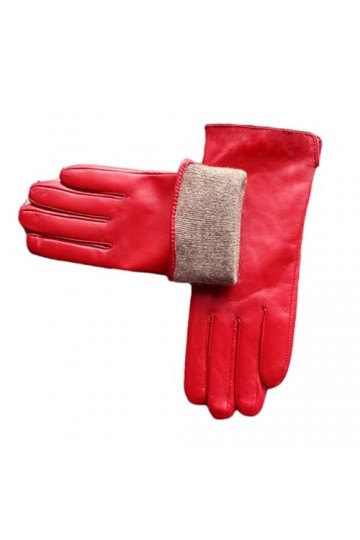 HEAITHpool Gants en Cuir Femme Droit Doublure Laine Automne Hiver Chaud Moto Conduite Doigts Sea Blue L