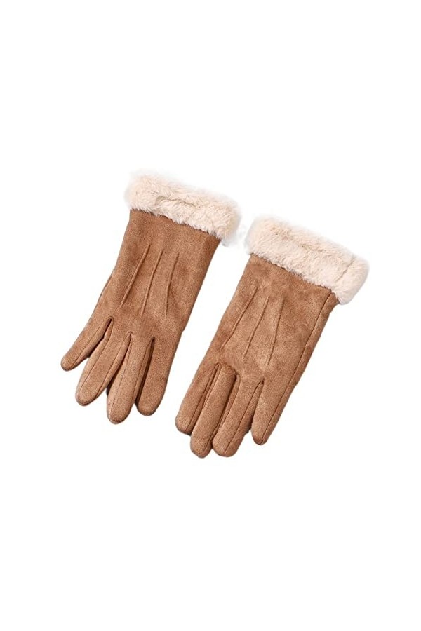 INGVY Gants dhiver pour hommes gants pour femmes gants dhiver pour écran tactile femme daim fourrure chaud gants à doigts c