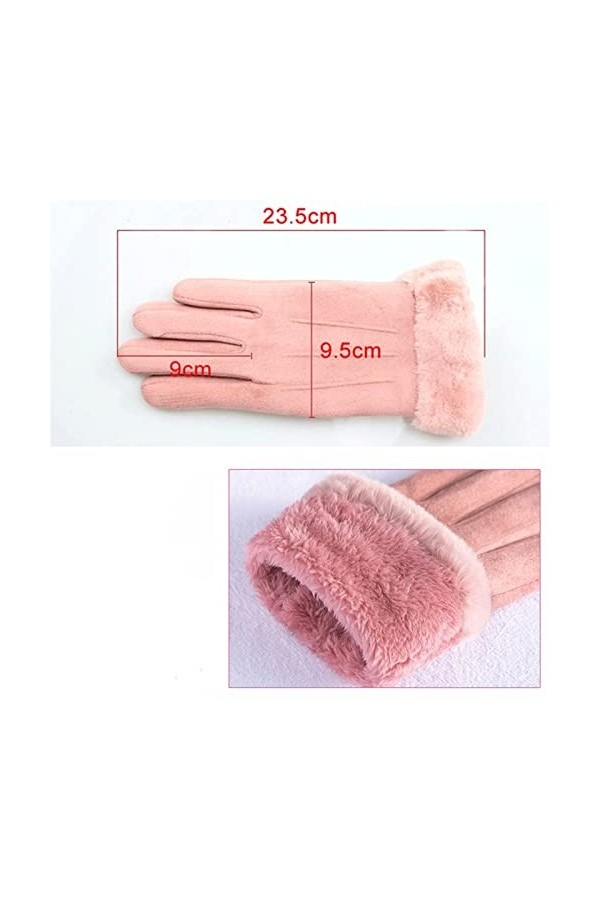 INGVY Gants dhiver pour hommes gants pour femmes gants dhiver pour écran tactile femme daim fourrure chaud gants à doigts c