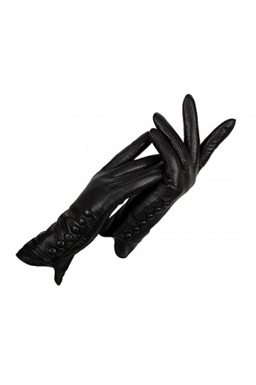 Gants Pour Femmes Gants Pour Femmes En Cuir Véritable Hiver Automne Dames Gants Chauds Femme Noir 9