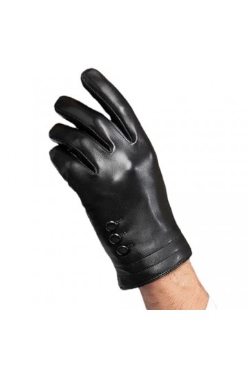 Gants Chauds Pour Femme Gants En Cuir Pour Hommes Boutons De Mode Gants En Peau De Mouton Écran Tactile Mitaines De Conduite 