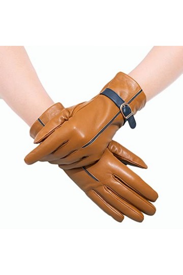 HUDJX Gants dhiver pour Femmes Gants en Cuir Chauds à écran Tactile Texting Mitaines Coupe-Vent Thermiques pour la Conduite